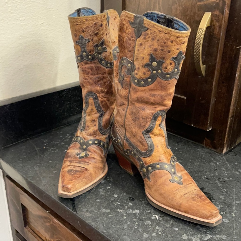 Leather cowboy boots